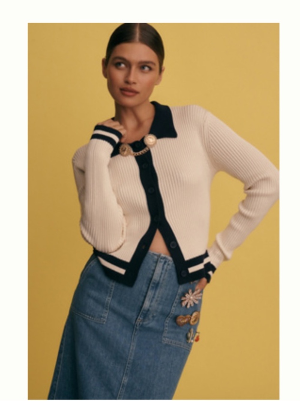 Anthropology Central West Colorblock Polo Cardigan Sweater. Size medium